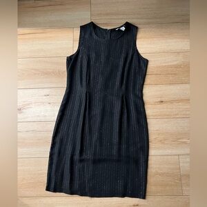 JASON/CODY 90s Classic Black/Silver Pinstripe Sleeveless Midi Shift Dress